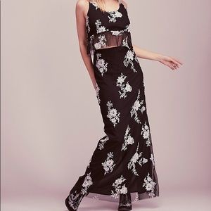 Free People embroidered maxi skirt set